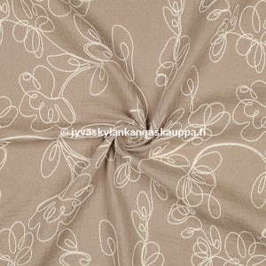 Double Gauze tuplaharsokangas Brodeerattu Beige