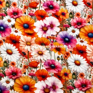 Double Gauze tuplaharsokangas Orange Poppy Field