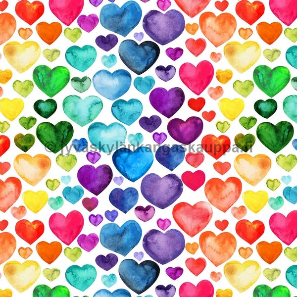 Digiprintti trikoo Watercolour Hearts